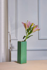 Alamkari India Ceramic / Green Elevated straight Ceramic Vase